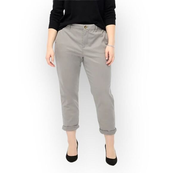 J.Crew Factory Chino Pant Women's Plus 14 Gray High-Rise Girlfriend Cropped - Picture 1 of 10